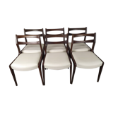 6 white leather Scandinavian chairs