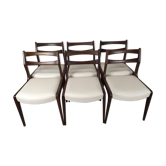 6 white leather Scandinavian chairs