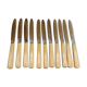 Set of 11 cheese knives or vintage dessert stainless steel blade.