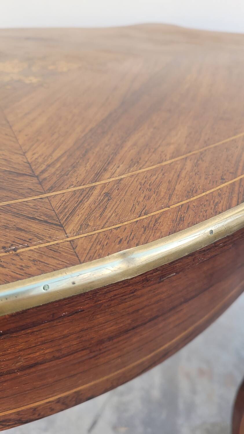 Napoleon III violin-shaped middle desk table 19th in marquetry