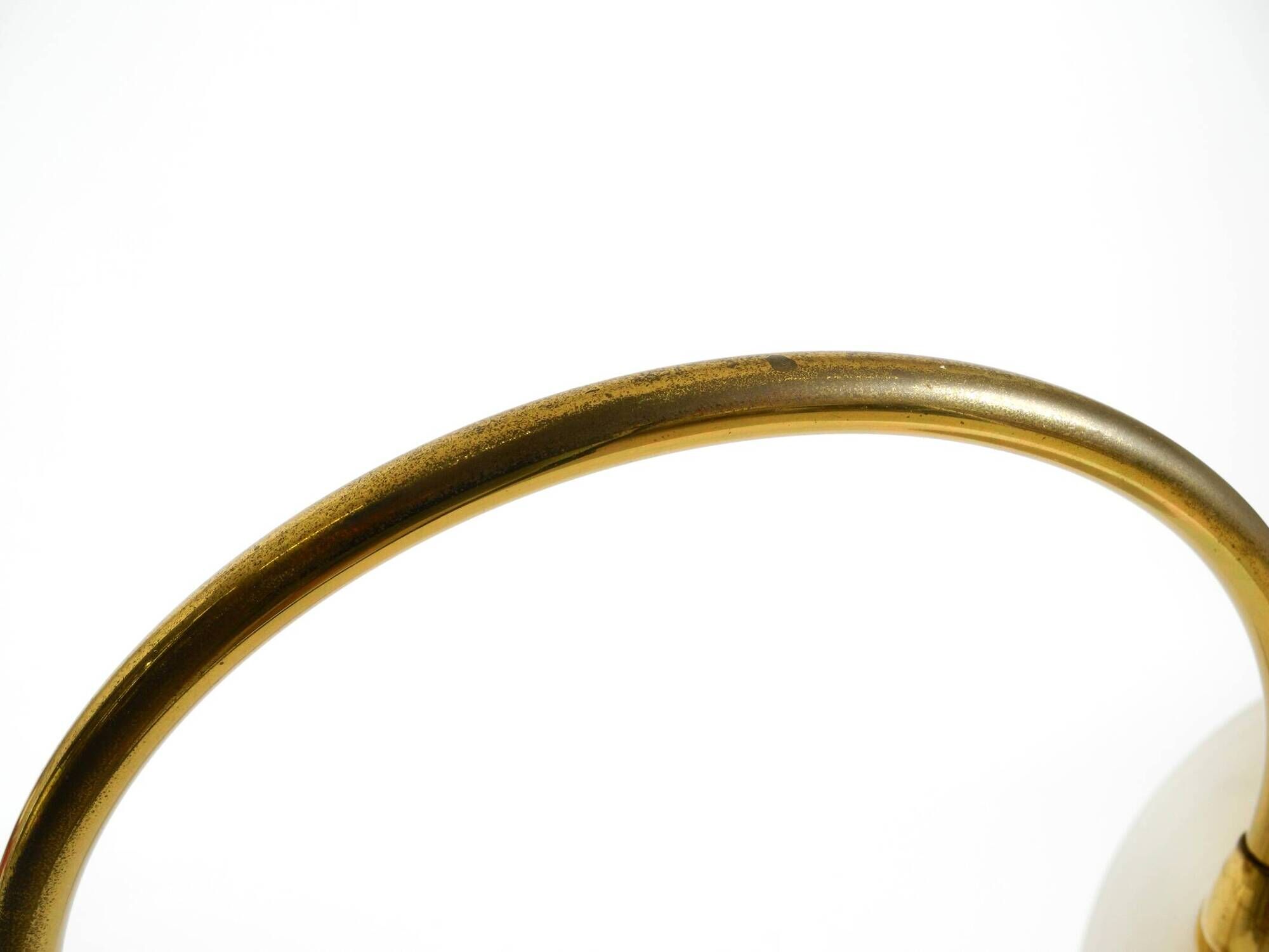 Large original brass table lamp with a conical shade, Mid-Century Modern