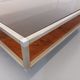 Vintage coffee table in smoked glass, chromed metal and magnifying glass from the 70s
