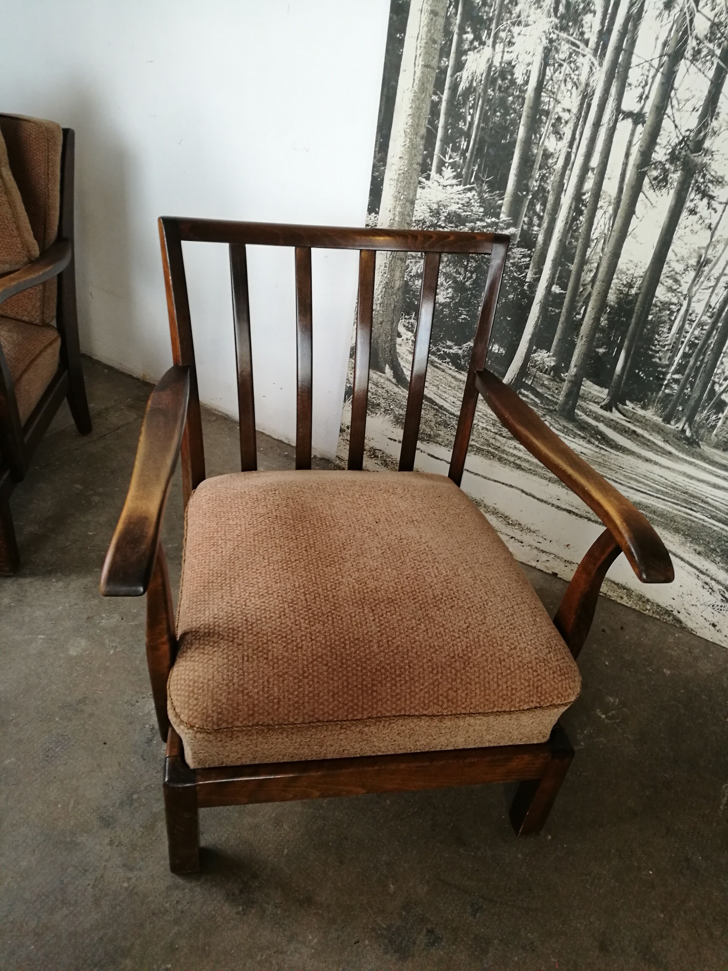 Pair of art deco velvet armchairs