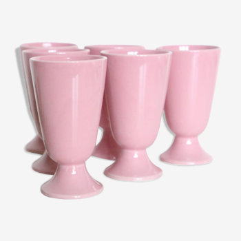 Set de 6 mazagrans en porcelaine rose, vintage