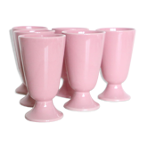 Set de 6 mazagrans en porcelaine rose, vintage
