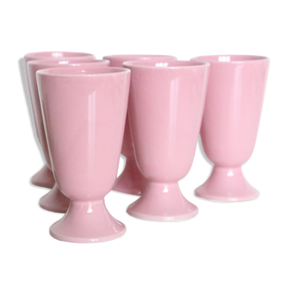 Set de 6 mazagrans en porcelaine rose, vintage