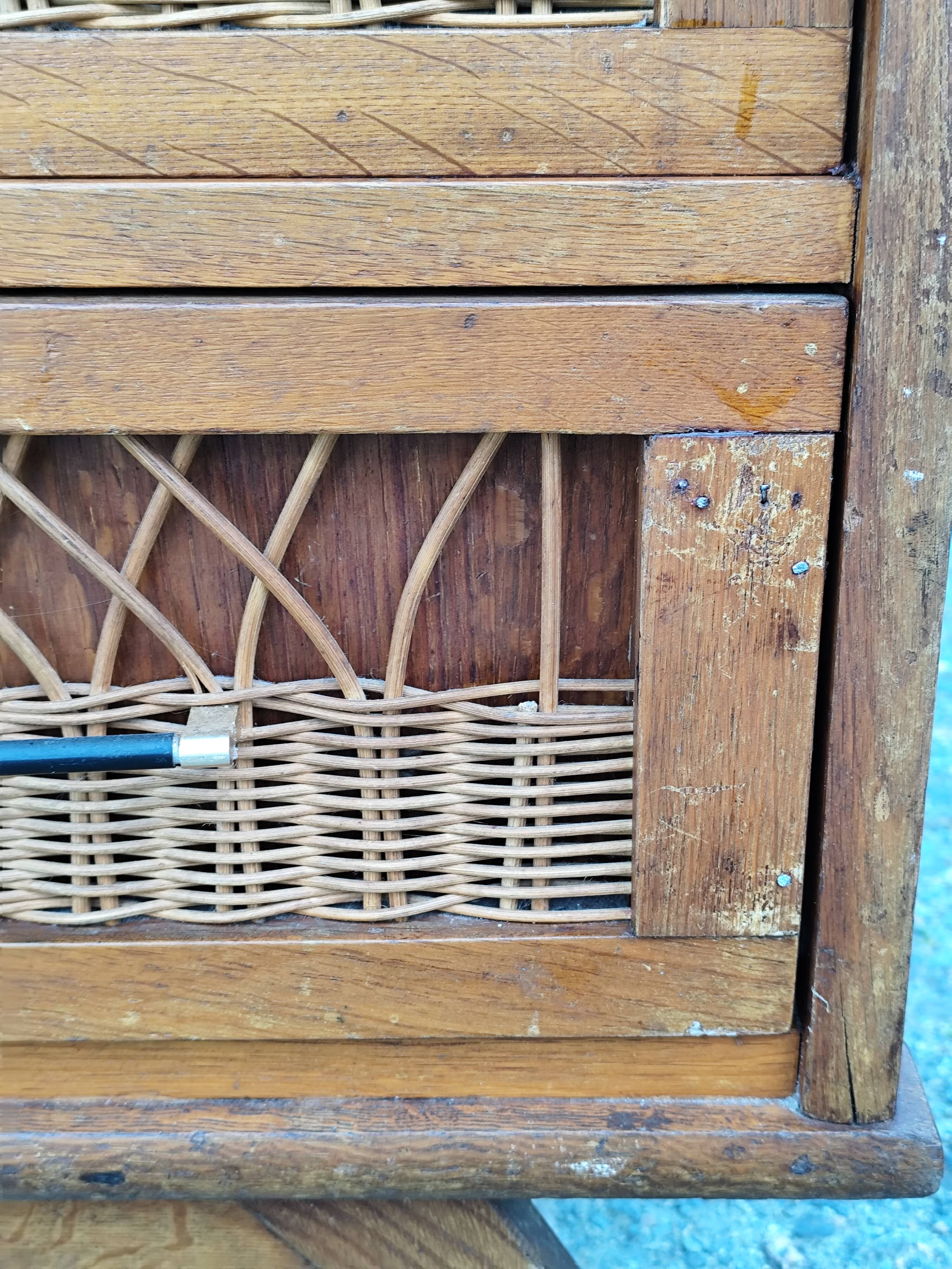 Vintage 4-drawer bamboo rattan chest of drawers