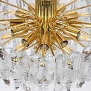 Large ceiling chandelier in gilded brass and glass Palazzo J.T. Kalmar, 1950s