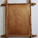 Antique mirror in turned bamboo-style wood, late 19th century, 69 x 53 cm