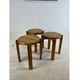 Set of three solid pine stools, 1970s.