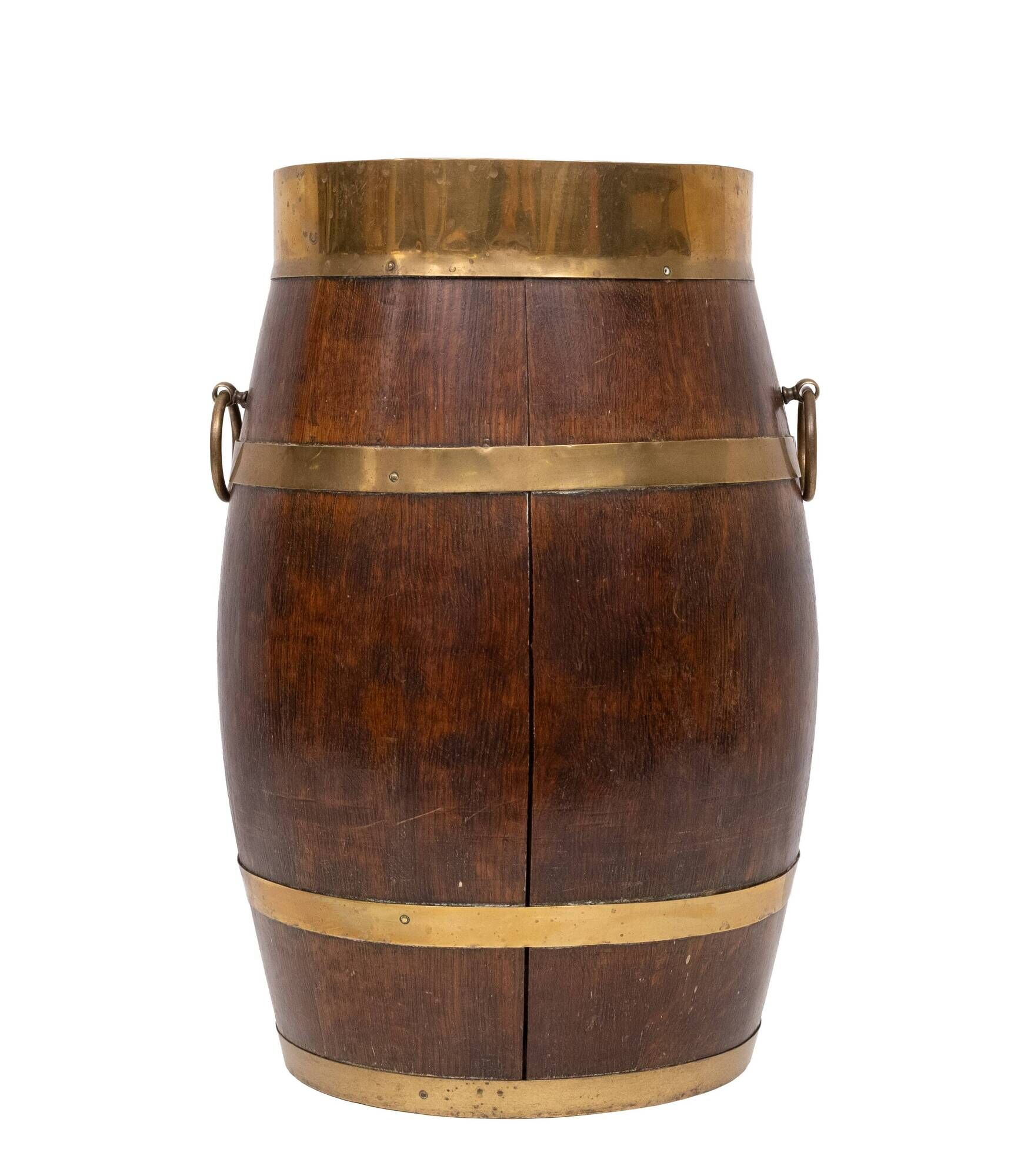 Antique Coopered Hallway Barrel, Dutch , Oak, Brass, Stick, Umbrella, Stand