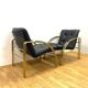 Vintage Leather and Metal Armchairs, 1990s, Set of 2