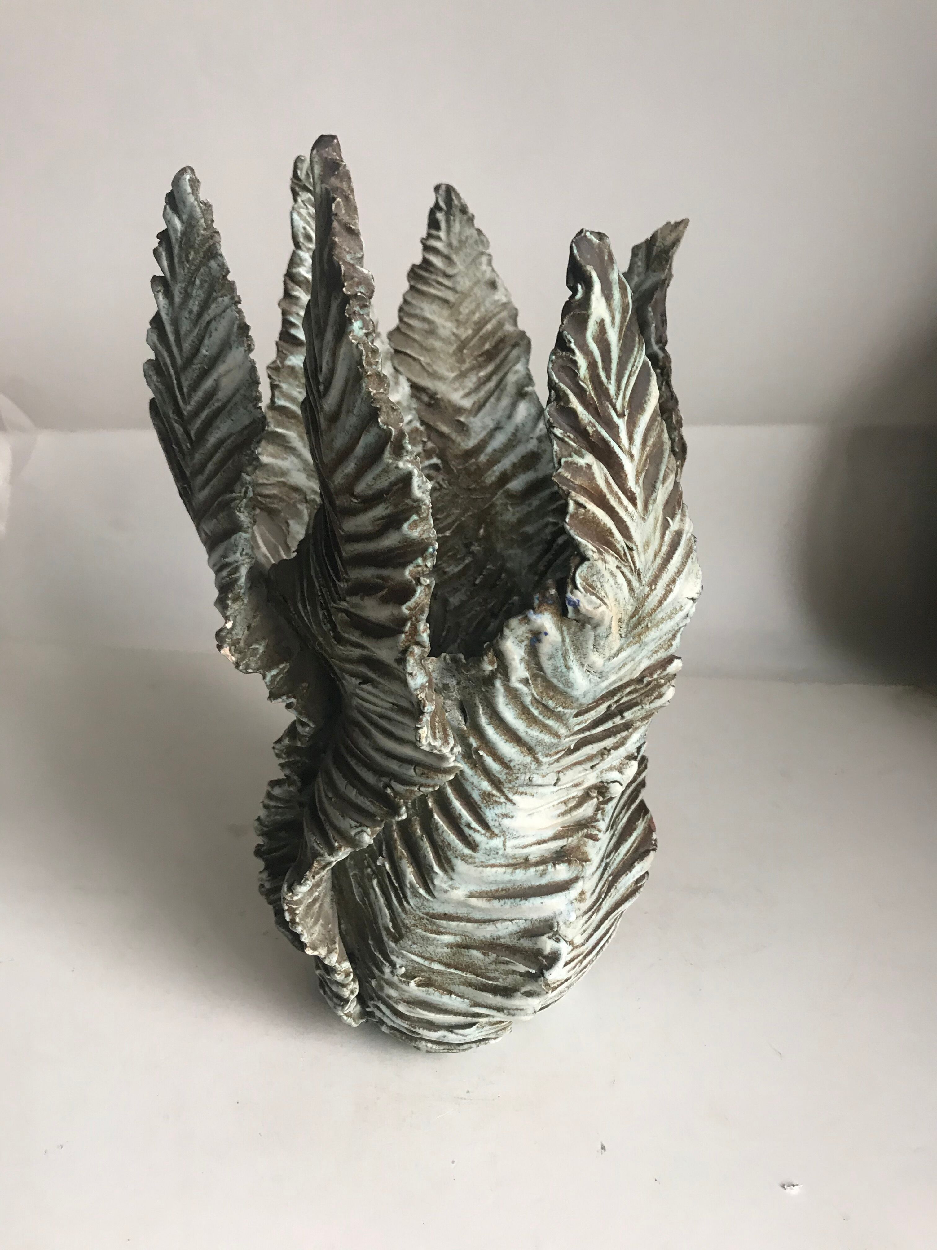 Ceramic vase in trompe l'oeil signed Jova