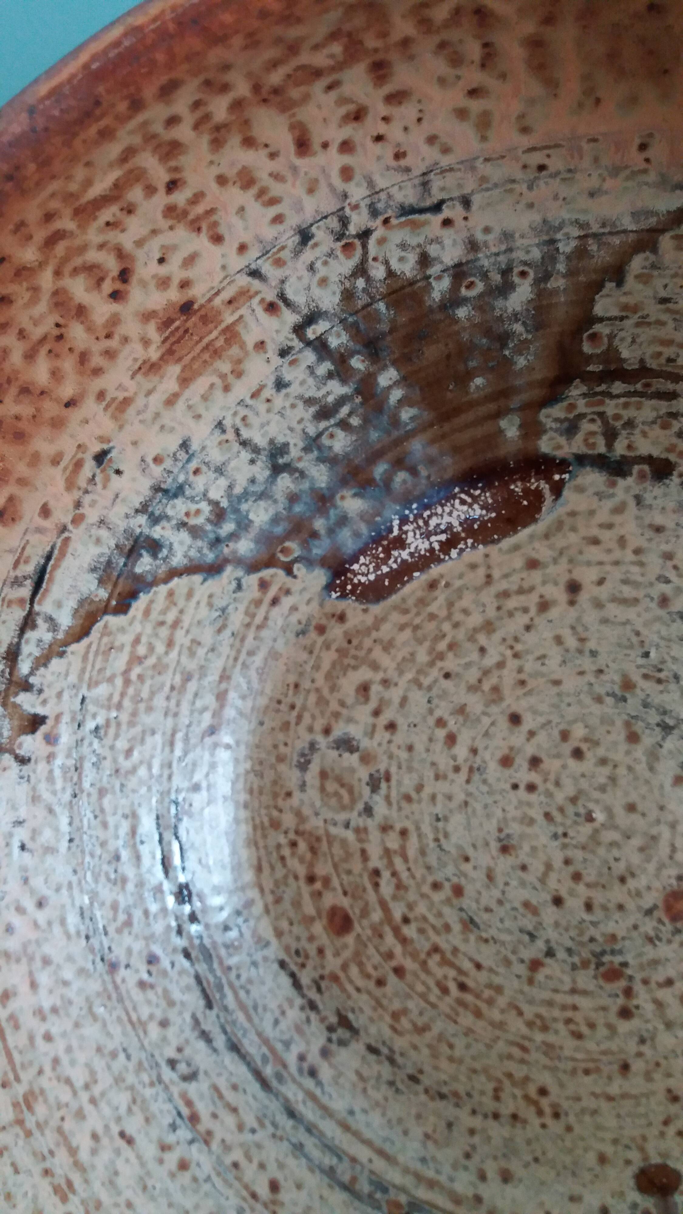Stoneware salad bowl from Puisaye, signed Jean-Pierre Prud’homme