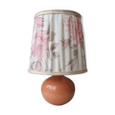 Lampe en céramique avec abat-jour en tissu plissé, années 80