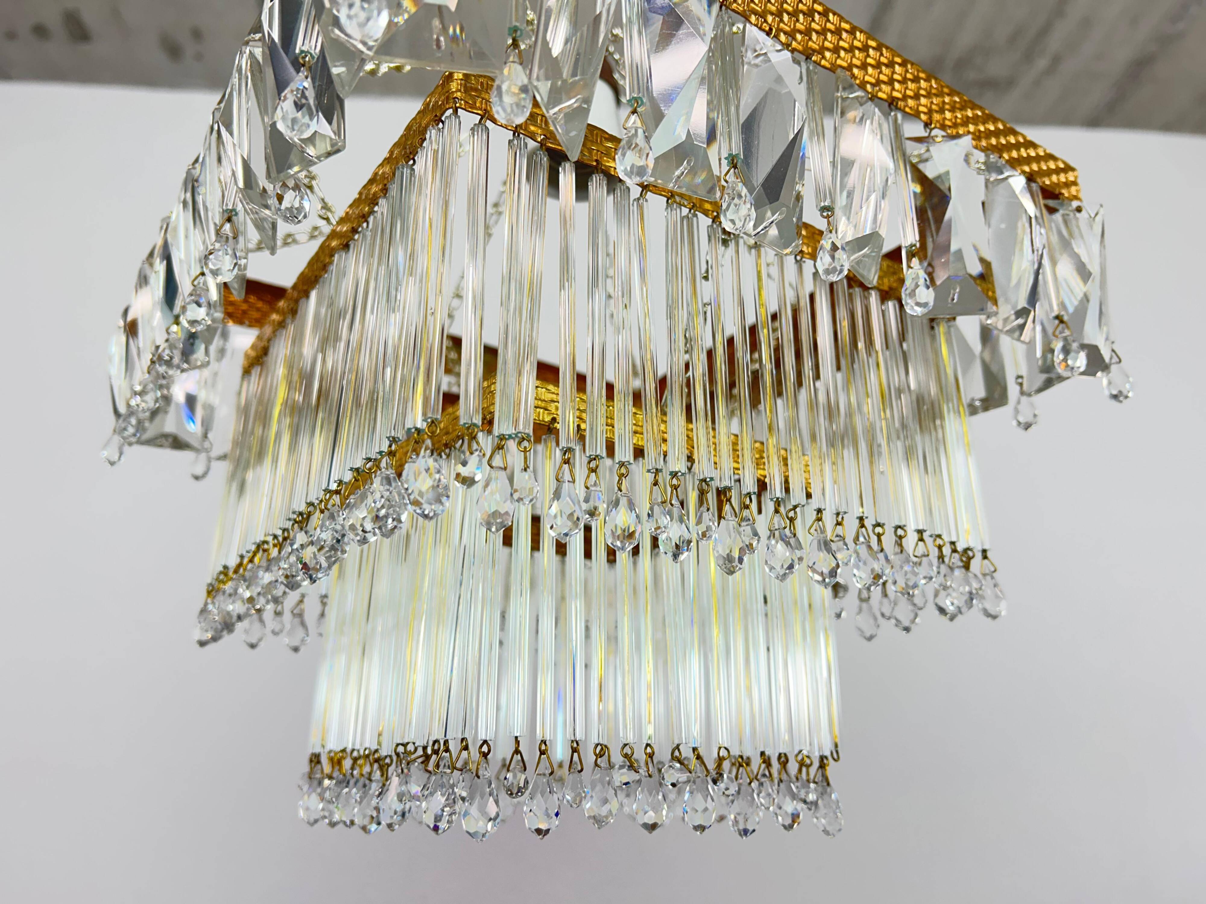 Mid-century Czech crystal ceiling light.