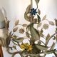 Lustre vintage en métal peint à décor de fleurs