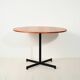Round Scandinavian teak table with metal base