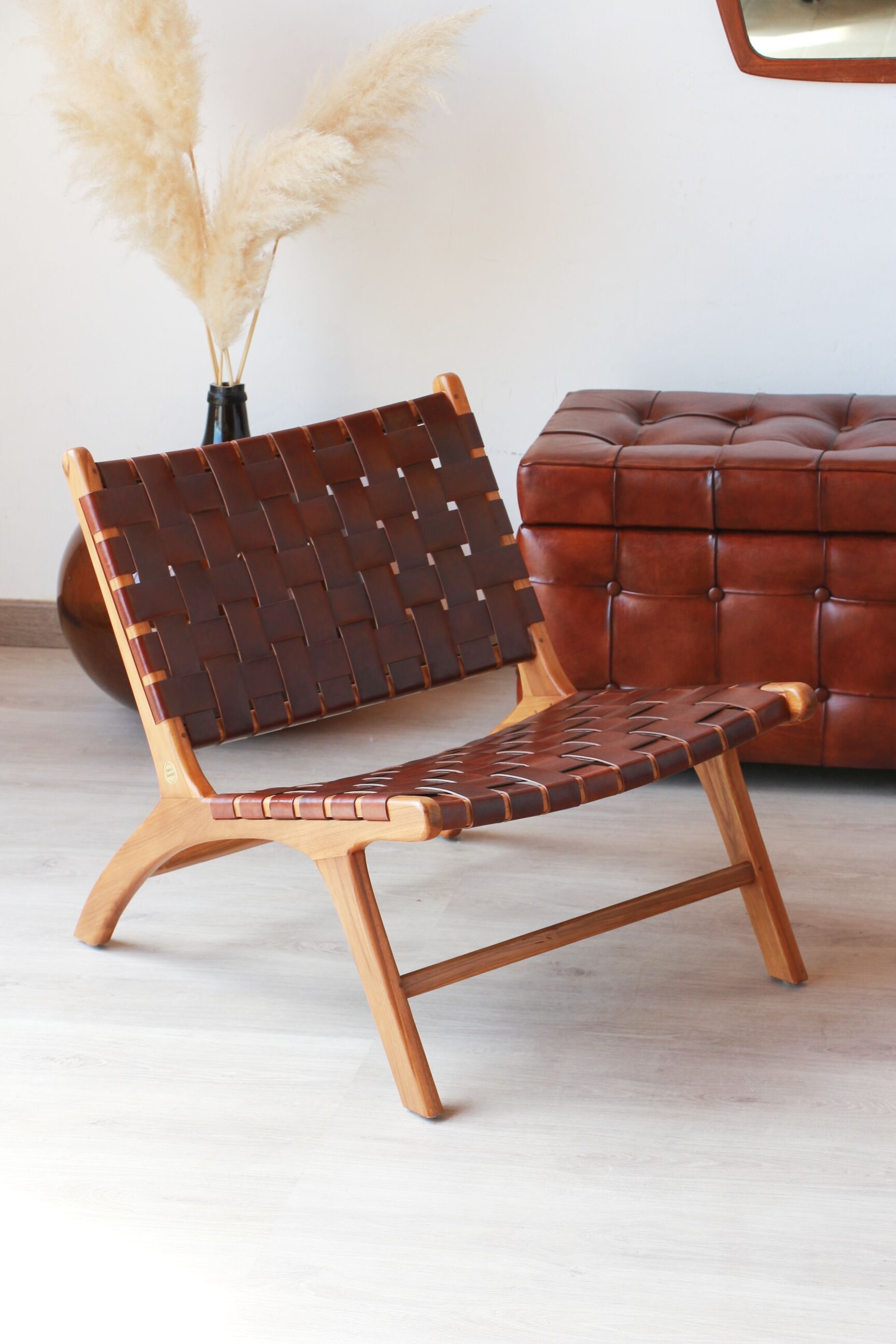 Pair of Teak & Leather heaters - model "Los Angeles" - Olivier de Schrijver