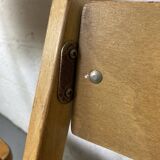 Pair of mismatched wooden folding chairs