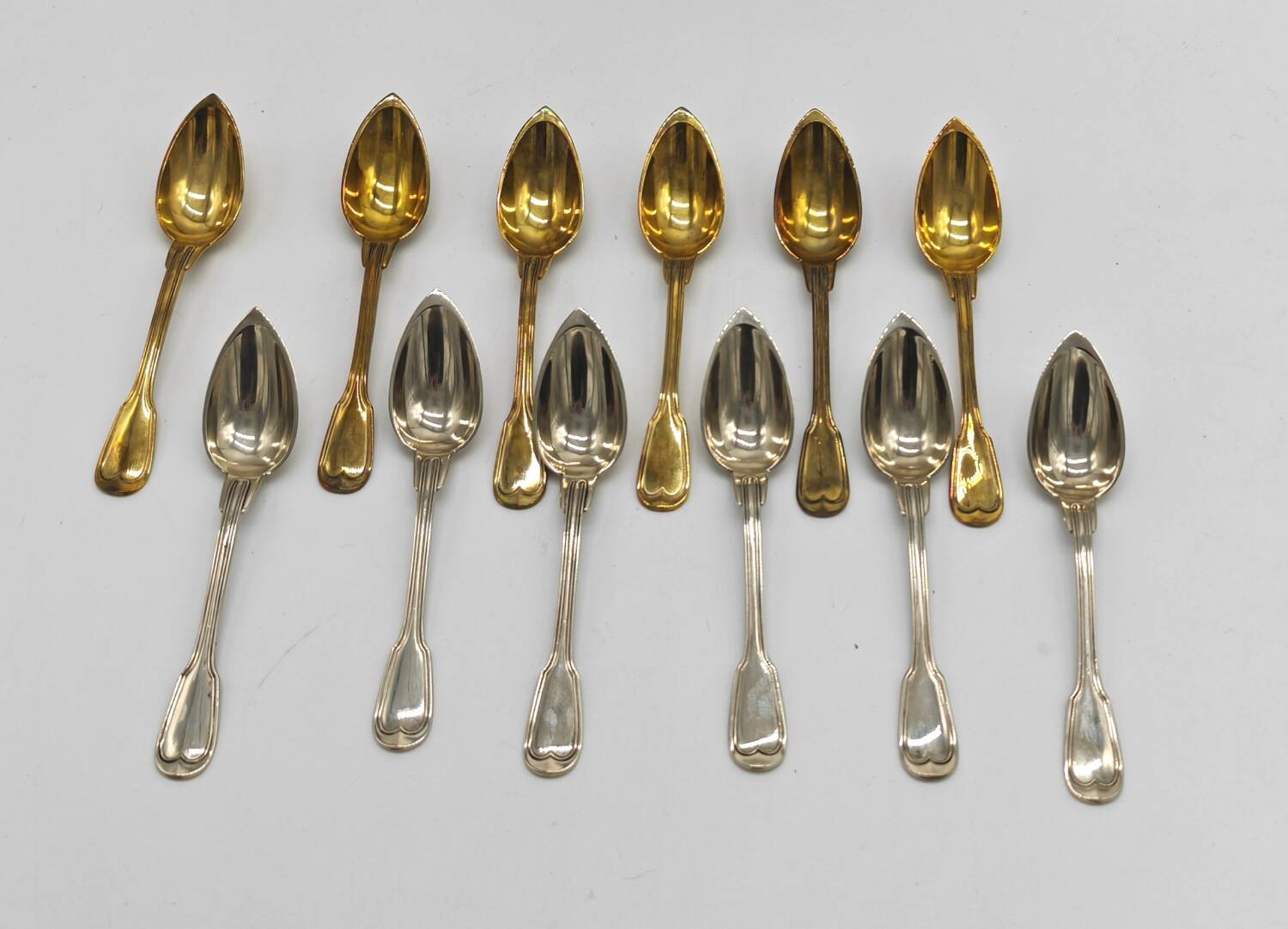 Housewife of 12 small spoons in silver metal from ruolz
