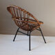 Base in iron vintage rattan chair
