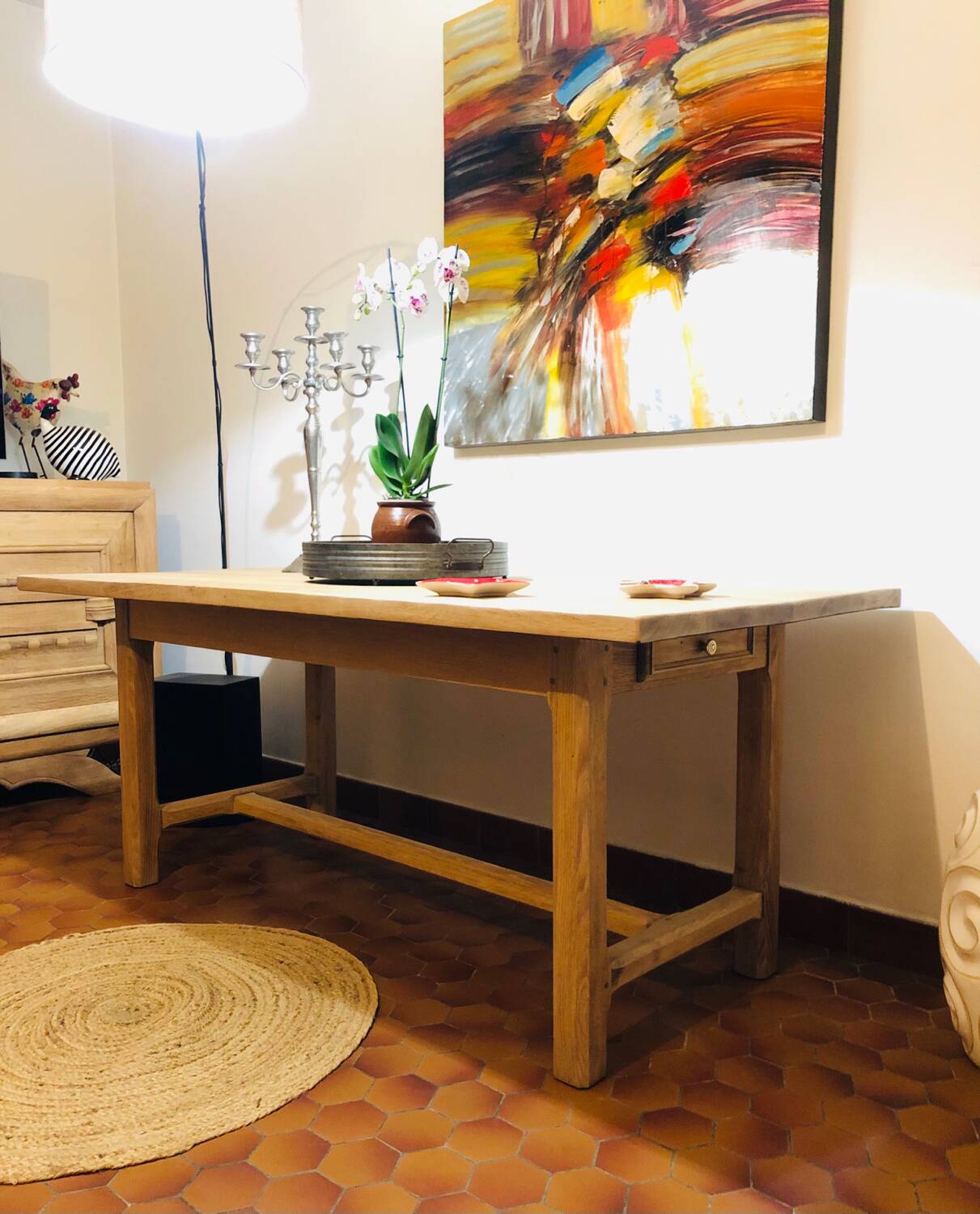 Solid oak farmhouse table