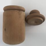 large pot with turned wooden lid