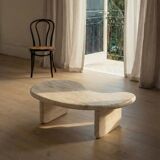 Sculptural Organic Shape Travertine Coffee Table