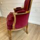 Vintage Louis XV style bergère / cabriolet armchair – Carved wood velvet