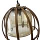 Vintage rattan pendant lamp with glass shade and cord accent
