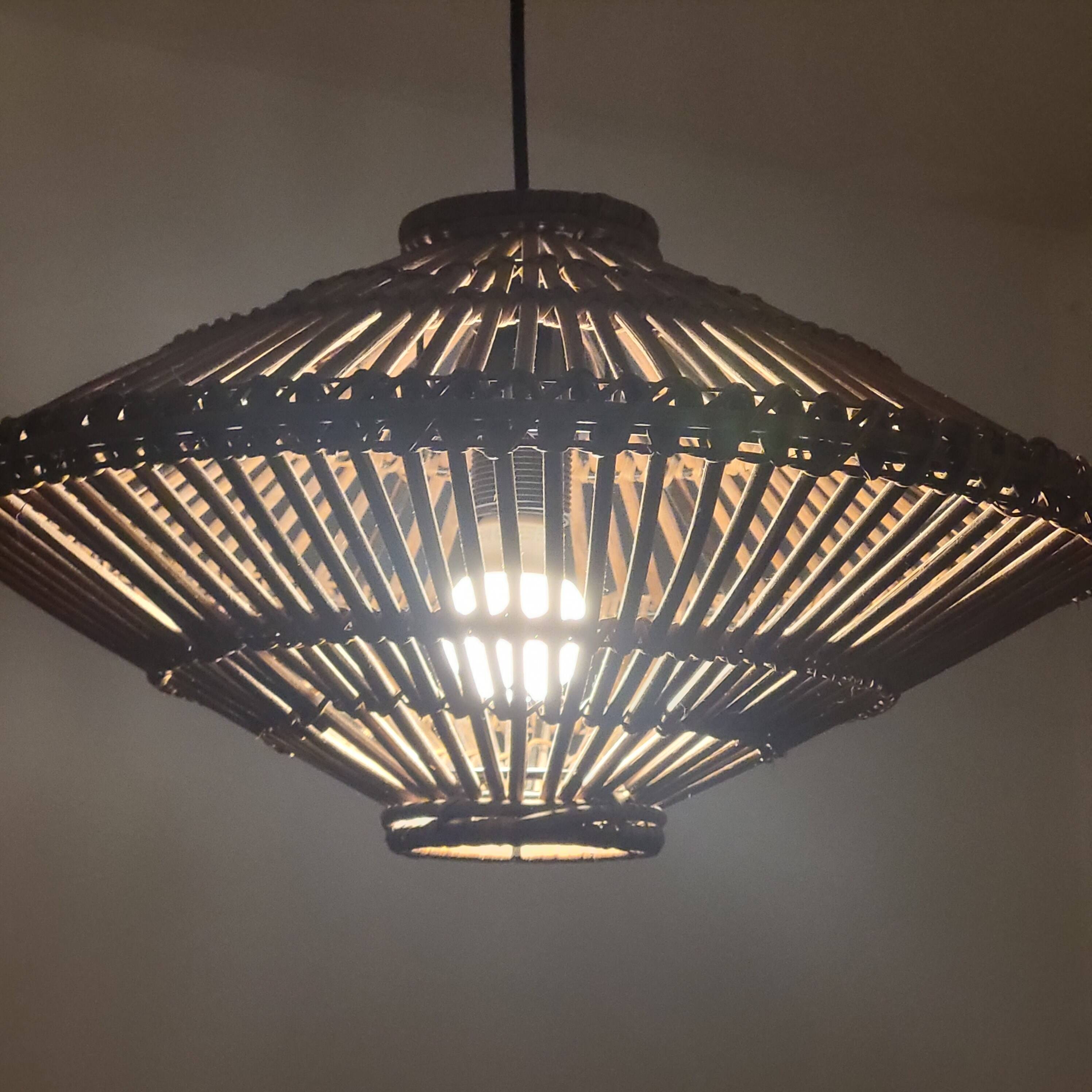 UFO rattan pendant light from the 60s