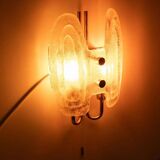 Space Age wall light in glass by Hillebrand, brass and glass.