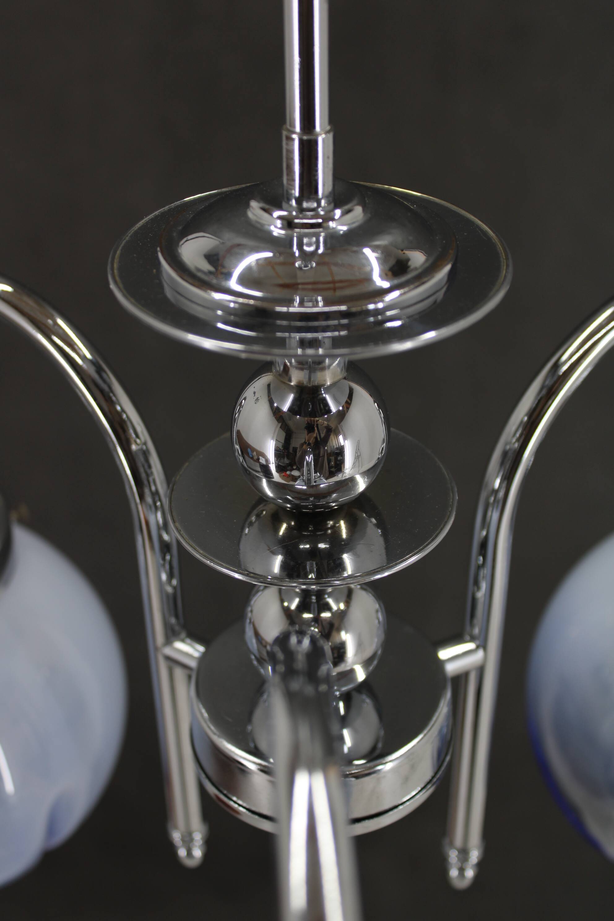 1960s Chrome Plated Chandelier with Murano Glass, Italy