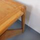 Large vintage brutalist rectangular table made of solid oak wood.