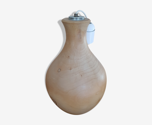 Pied de lampe tourné en bois