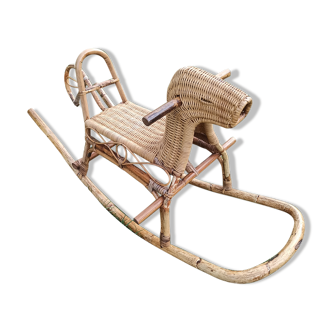 Rattan/wicker rocking horse