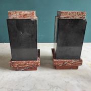 Pair of French vintage marble bookends, art Deco