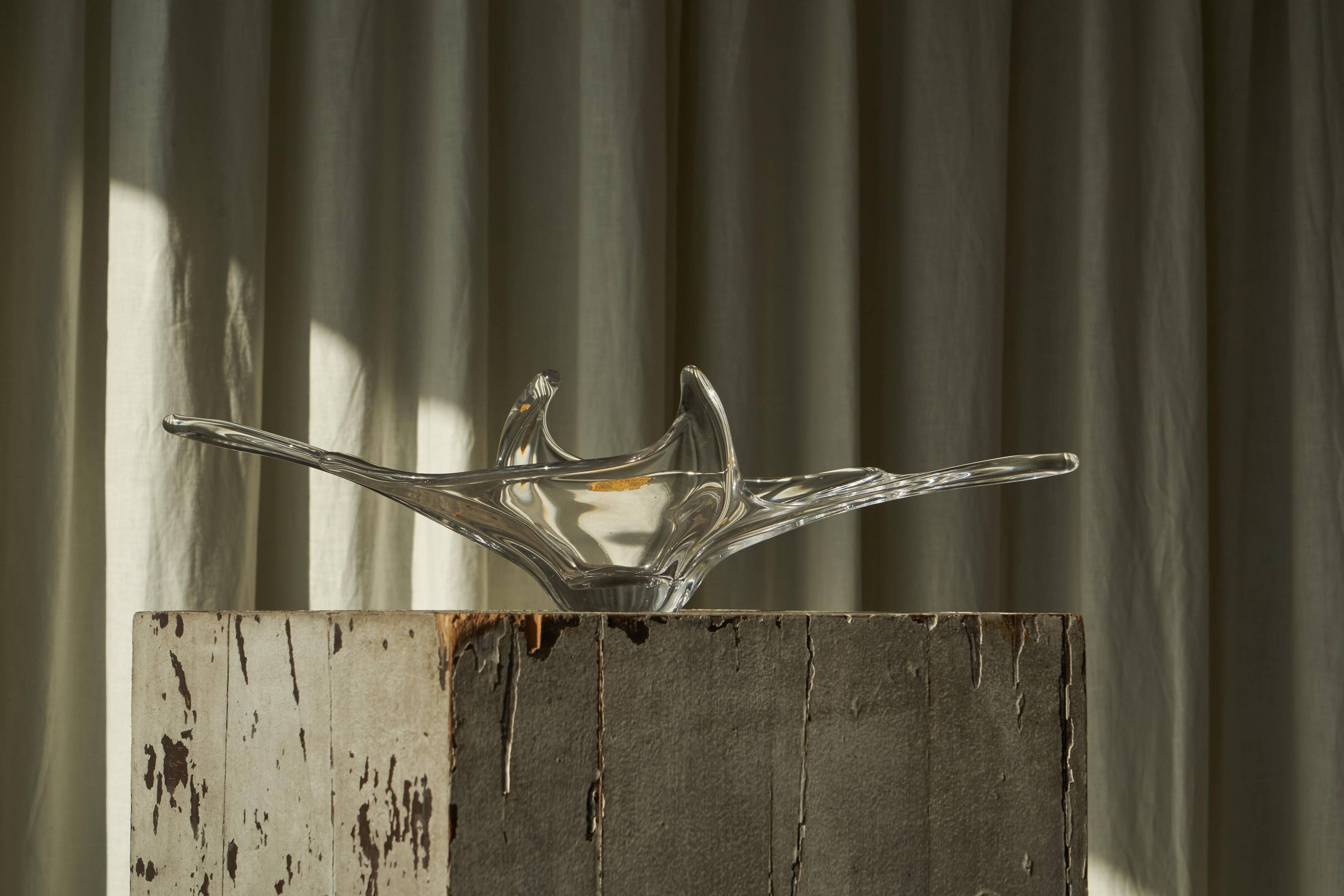 Val Saint Lambert crystal table centrepiece, mid-century 1950.
