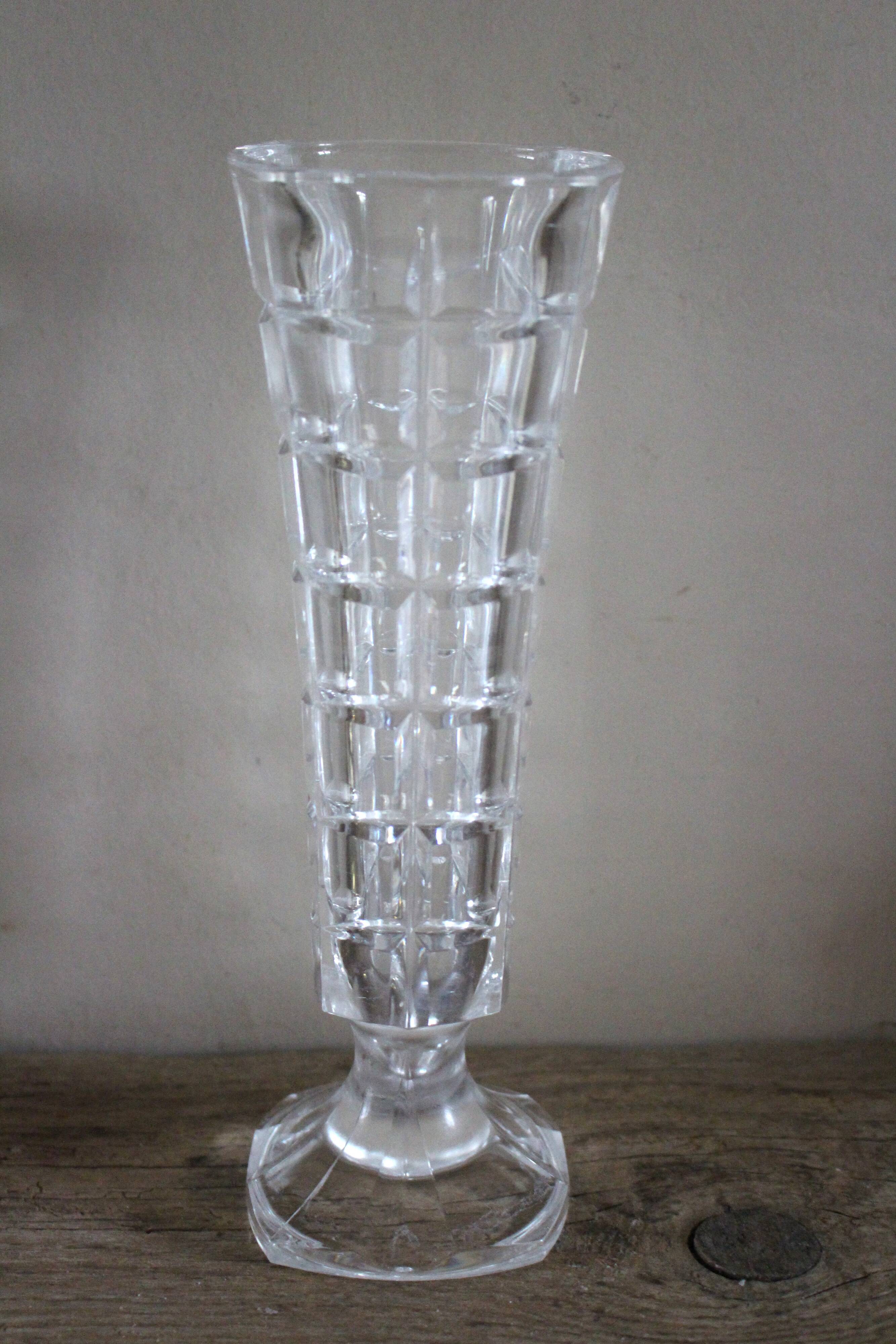 Vintage cut glass pedestal vase