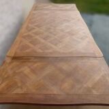 Italian-style table and its two removable extensions in solid walnut wood