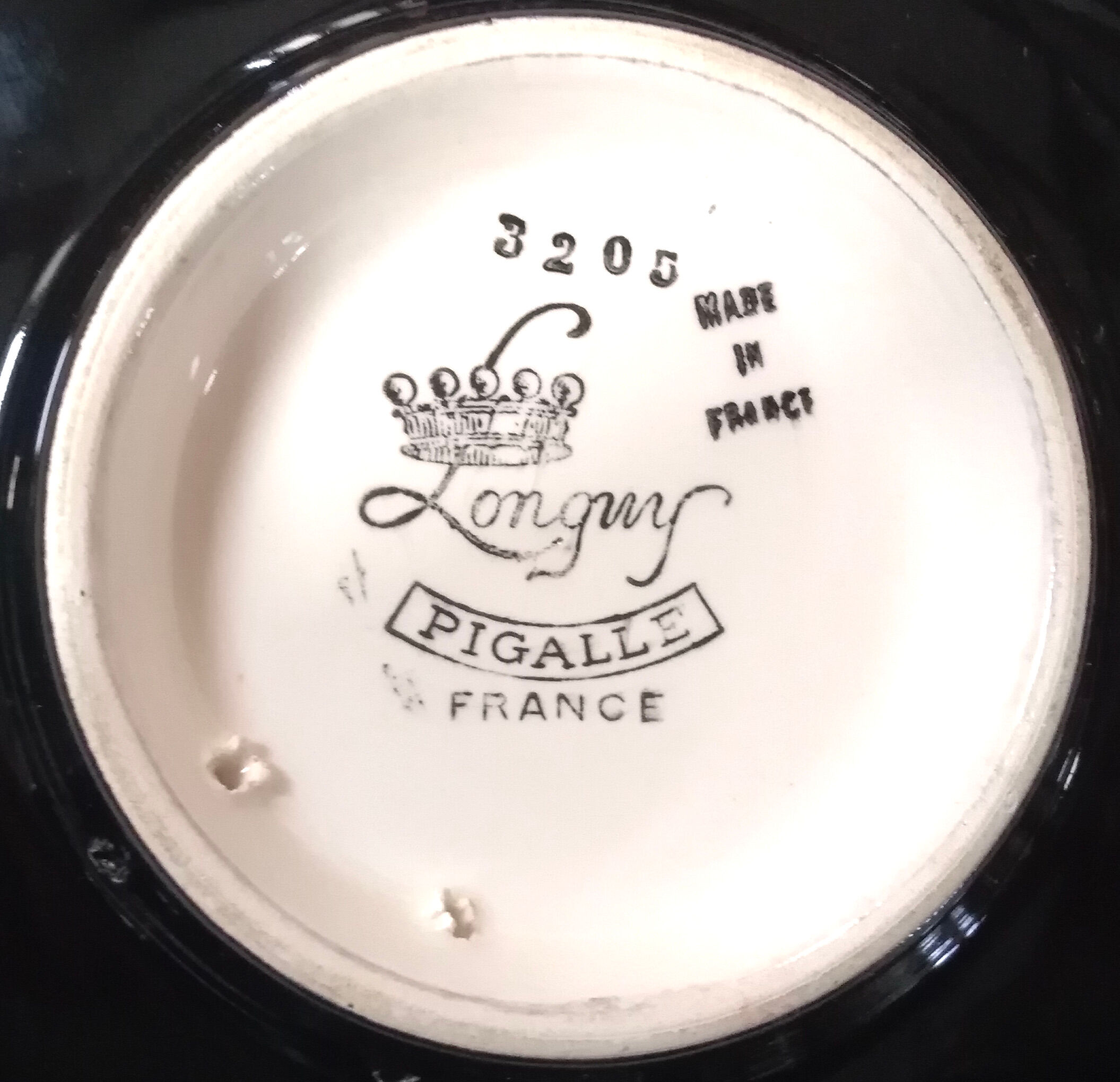 Longwy ceramic dish decorated Pigalle numbered