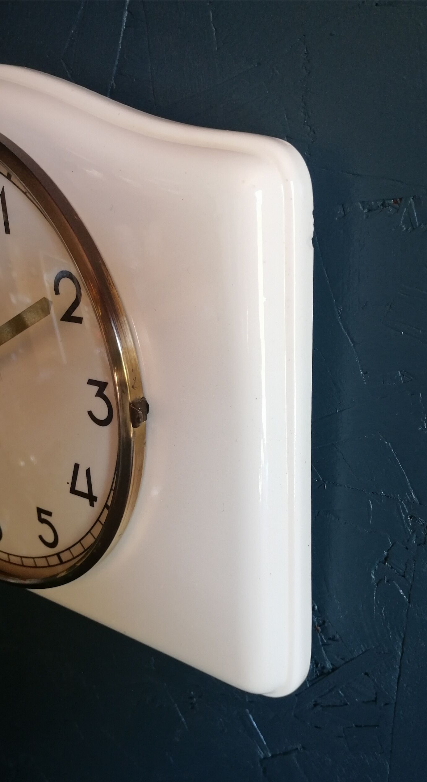 Vintage ceramic clock silent rectangular wall clock "Junghans white"