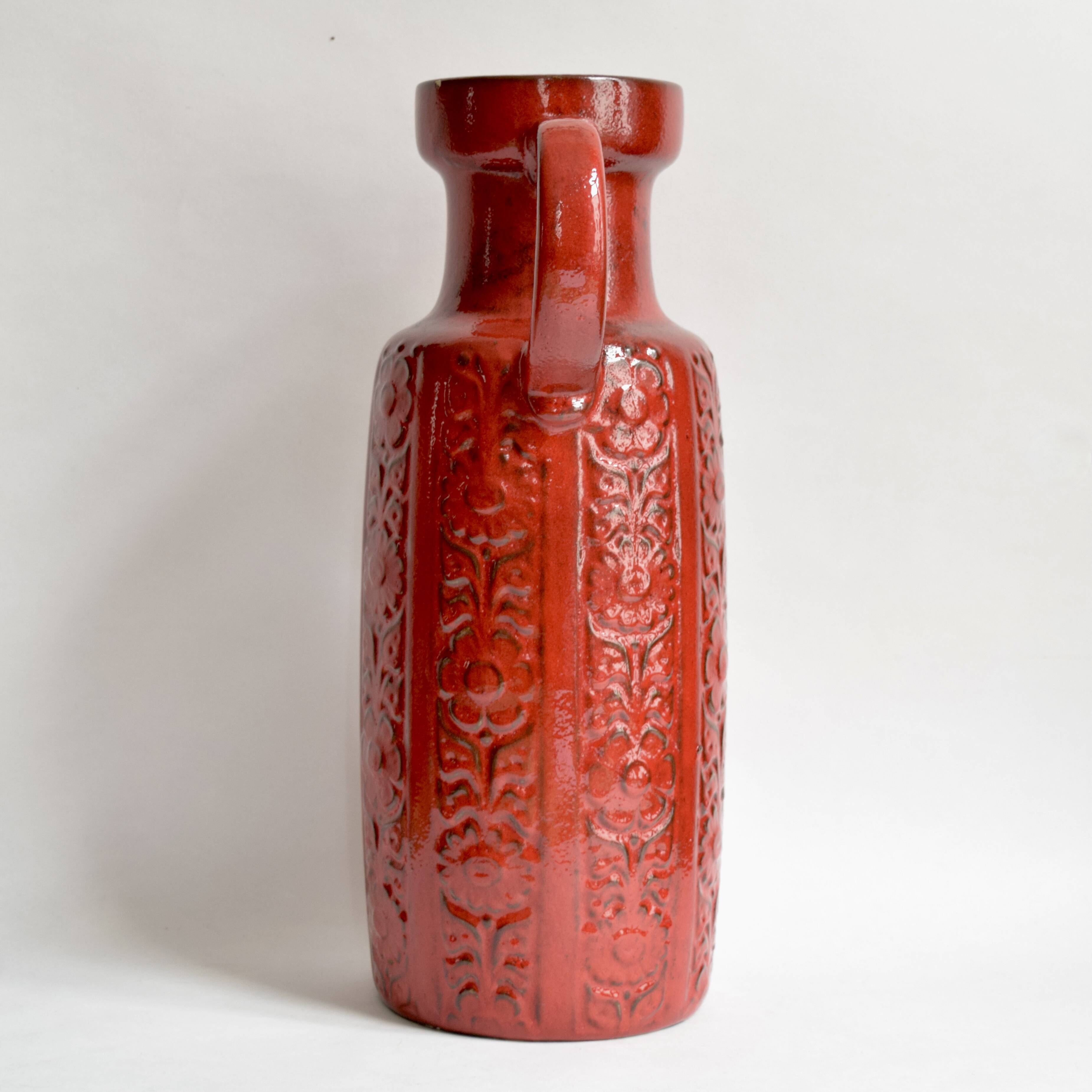 Red vase Scheurich Keramik - West Germany 480 46 - Nizza decor.