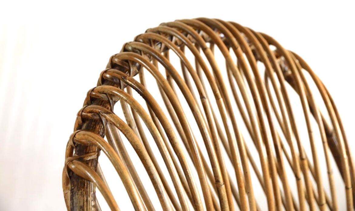 Rocking chair in bamboo and rattan, 1950