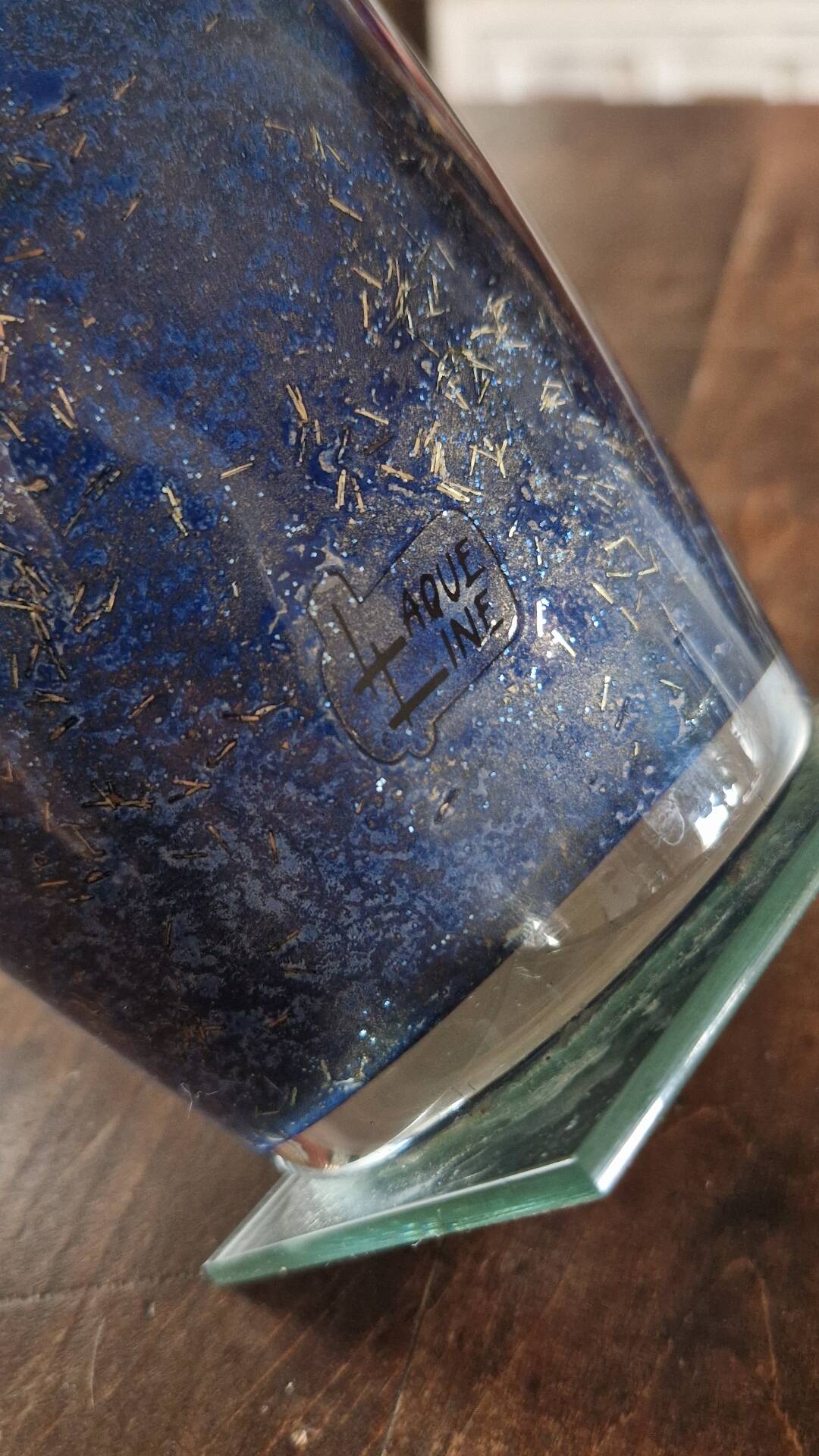 Large eglomisé glass vase "Laque Line" – Unique piece 40 cm