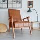 Scandinavian armchair with camel compass legs