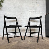 Ancienne paire de chaises pliantes cannage