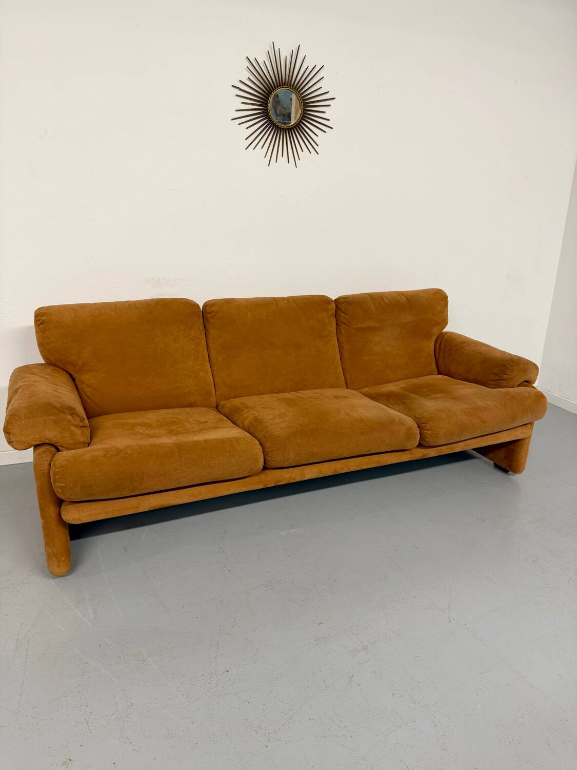 Three-seater alcantara canapé design by Tobia Scarpa for BB ITALIA vintage.