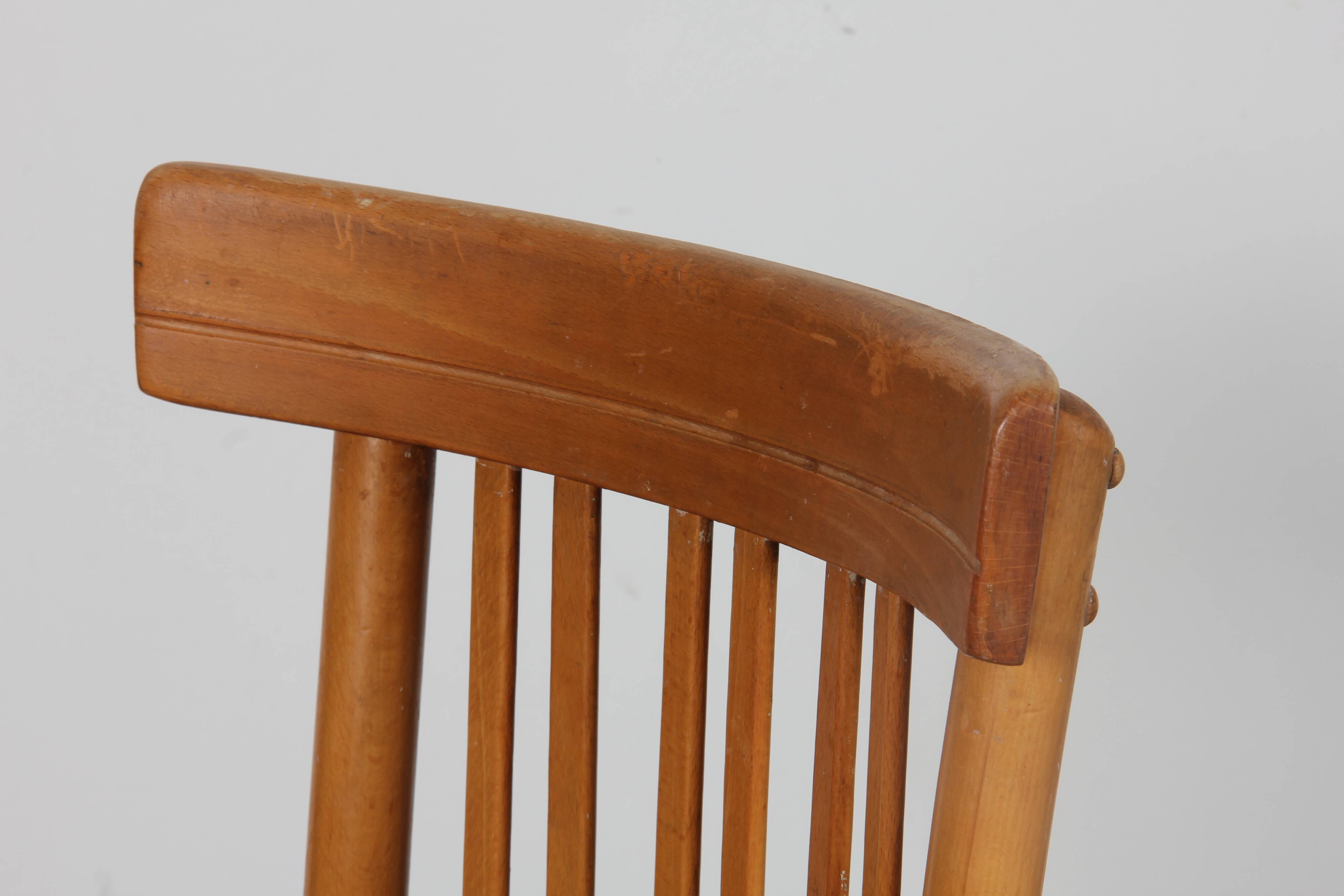 Set of 4 wooden chairs, 1960.